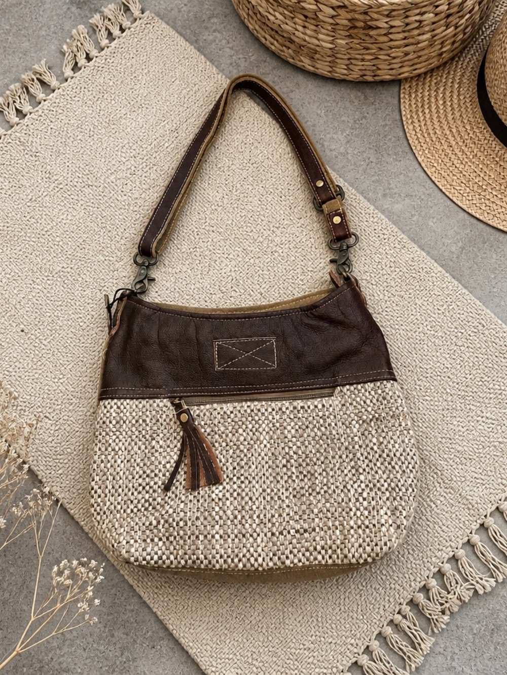 Myra Dark Brown Leather Shoulder Bag - Classic Women's Tote